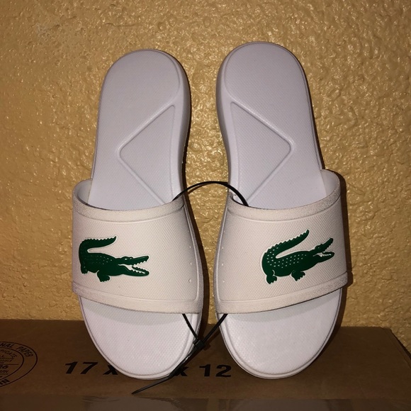 Lacoste Silde Sandels Big Kids Size 4 White NWT - Picture 1 of 8